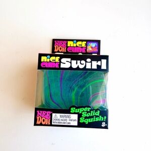Nee Doh Nice Cube Swirl Super Solid Squish - Green & Purple